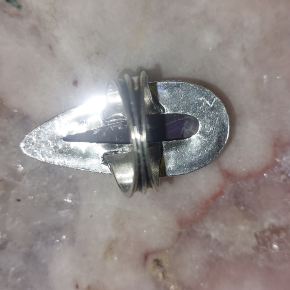 Chevron Amethyst High Setting Statement Ring - Picture 6 of 7